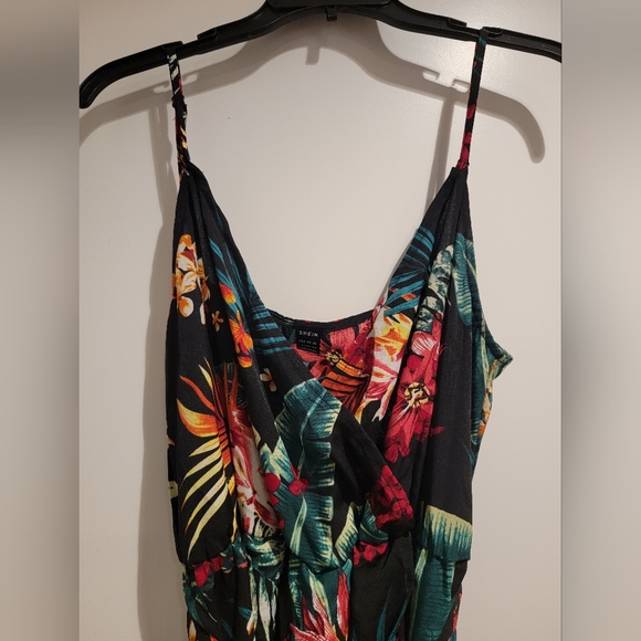 Tropical print faux wrap high low dress NWOT - Picture 2 of 3